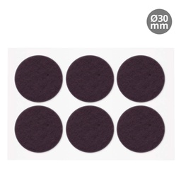 [003802760] Set of 6 Round adhesive felt pads Ø30mm - Brown