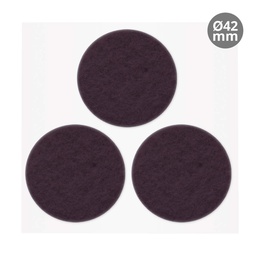 [003802763] Set of 3 Round adhesive felt pads Ø42mm - Brown