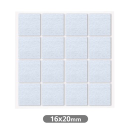 [003802765] Jeu 16 feutres adhésifs carrés 16x20mm - Blanc