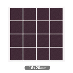 [003802771] Set of 16 Square adhesive felt pads 16x20mm - Brown
