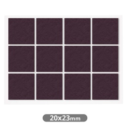 [003802772] Set of 12 Square adhesive felt pads 20x23mm - Brown
