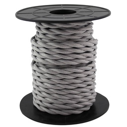 [003902979] 10m textile cable (2x0.75mm) light gray braided
