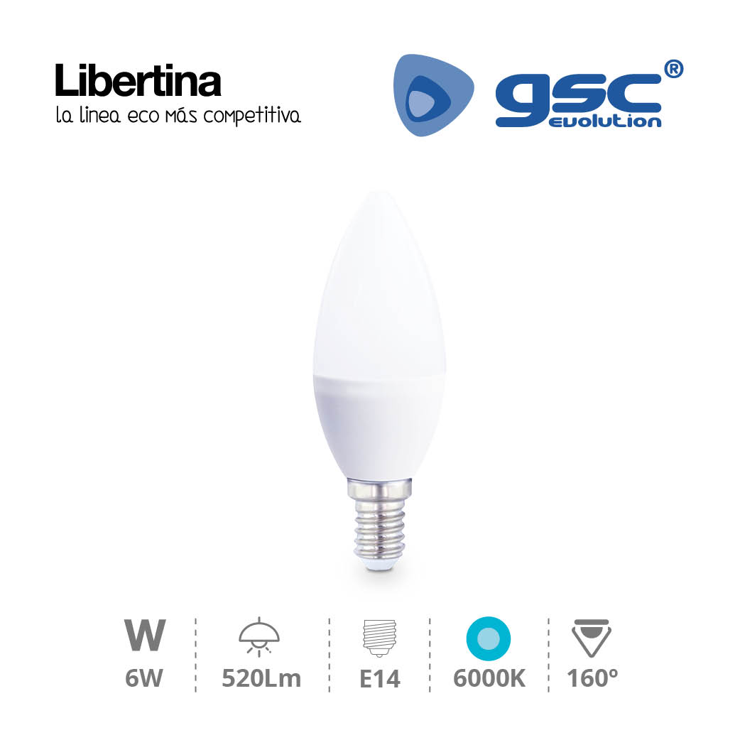 Lampara vela LED 6W E14 6000K - Libertina