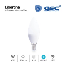 [004002830] Lampara vela LED 6W E14 6000K - Libertina