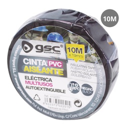 [004102251] Cinta aislante eléctrica PVC 10M Negro - Retráctil 10ud