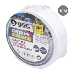 [004102250] PVC electrical insulating tape 10M White - 10pcs Shrink