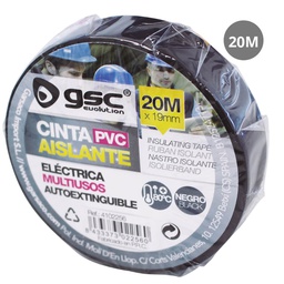 [004102256] PVC electrical insulating tape 20M Black - 10pcs Shrink