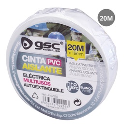 [004102255] PVC electrical insulating tape 20M White - 10pcs Shrink