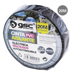[004102272] PVC electrical insulating tape 25mm 20M Black - 10pcs Shrink