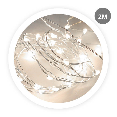2M LED copper garland 2xAA IP20 Cool white