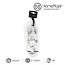 Base multiple 3T (3x1.5mm) 5M Blanca - 5u retractil