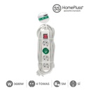 Base múltiple 4 tomas + Interruptor 3x1.5mm 5M