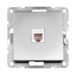 [103500013] Single recessed telephone socket Iota Silver