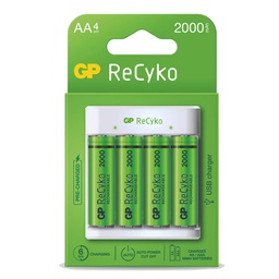 [106005010] Cargador pilas recargables AAA/AA + 4 pilas recargables GP AA 2100mAh