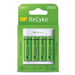 [106005010] Chargeur de piles rechargeables AAA/AA + 4 piles rechargeables GP AA 2100mAh