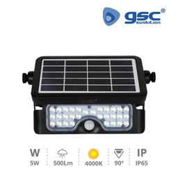 [200210000] Proyector solar LED multifunción con sensor 5W 4000K IP65 Negro