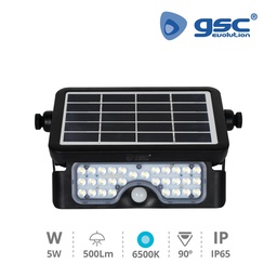 [200210001] Proyector solar LED multifunción con sensor 5W 6500K IP65 Negro