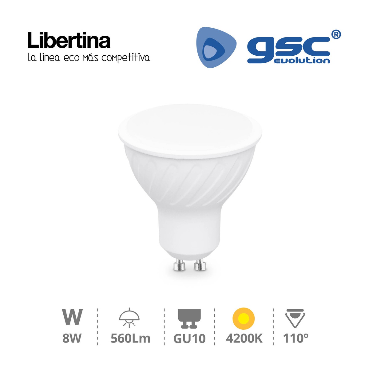Lampara dicroica LED 8W GU10 4200K - Libertina