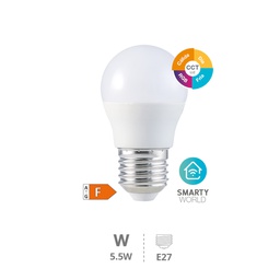 [200651003] Ampoule LED sphérique intelligente à connexion Wi-Fi et Bluetooth 5,5 W E27 RGB + BTA réglable