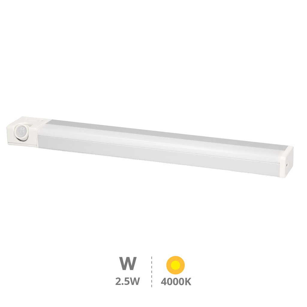Luz de armario LED con sensor crepuscular y movimiento 2,5W 4000K