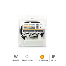 [204020000] Kit 5 M Bande de LED 6 W/M IP20 2800K-3200K préparé
