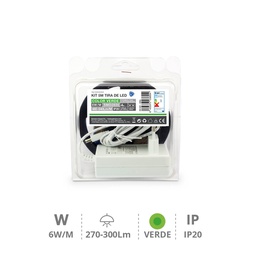 [204020004] Kit 5 M Bande de LED 6 W/M IP20 Vert préparé