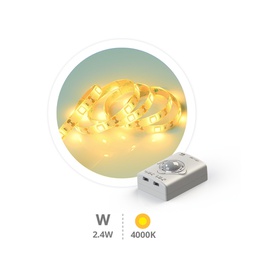[204020009] Kit 1M tira LED con batería y sensor de movimiento y crepuscular 2,4W 4200K