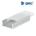 Perfil aluminio traslúcido superficie 2M para tiras LED hasta 21mm