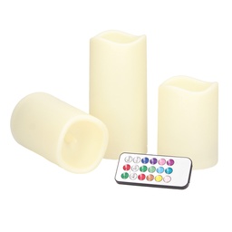 [204800005] Pack 3 bougies décoratives LED RGB 100 mm - 120 mm - 150 mm