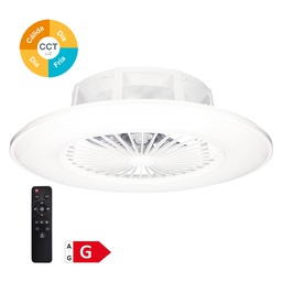[300005025] Ventilador techo Box Fan Takam con luz CCT regulable y mando Ø55 Blanco