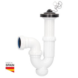 [404035005] Siphon courbé extensible sortie Ø40 mm réducteur Ø32 mm valve lavabo-bidet