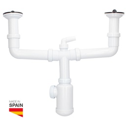 [404035008] Double siphon for sink with valves