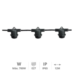 [201205001] Kit guirnalda decorativa Liboi 12M 10 portalámparas IP65