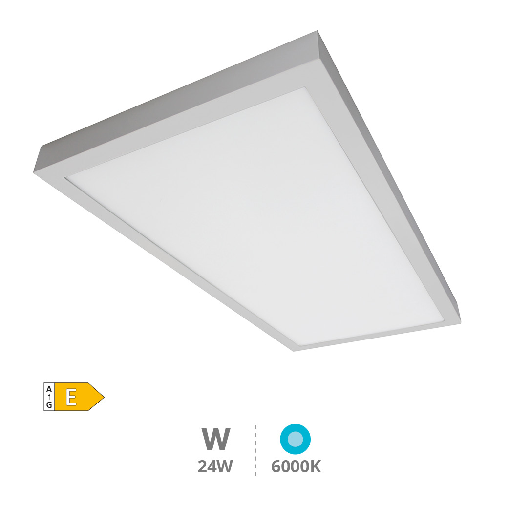 Panneau de surface à LED rectangulaire Menia 24W 6000K Nickel                                      