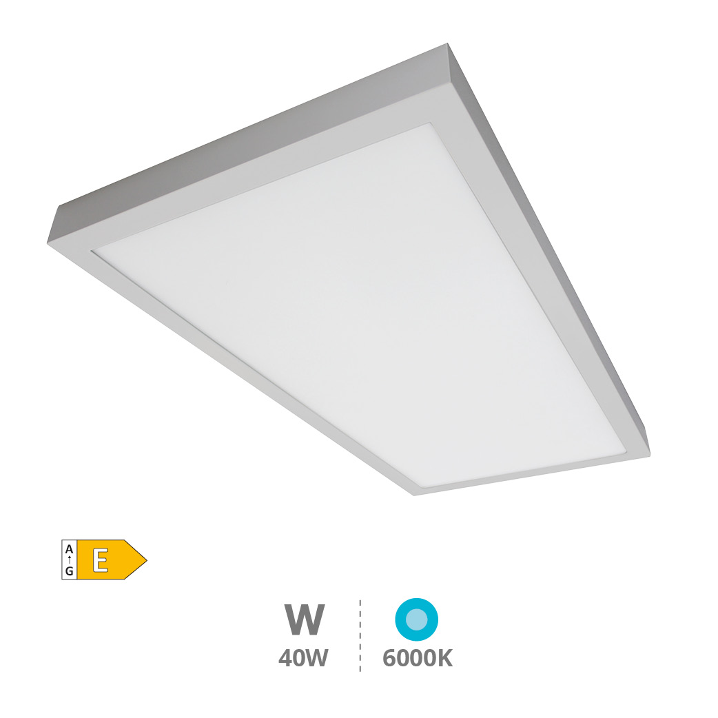 Panel superficie LED rectangular Menia 40W 6000K Níquel     