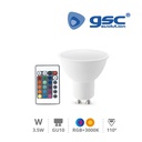 Bombilla LED dicroica 3,5W GU10 RGB + 3000K