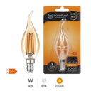Bombilla LED vela soplo de viento filamento Gold 4W E14 2500K - 12u caja exp