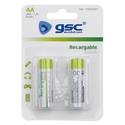 [106005007] Pila recargable GSC HR6 (AA) 1,2V 2300mAh Blister 2uds