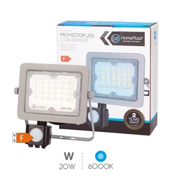 [202610005] Proyector aluminio horizontal LED con sensor 20W 6500K IP65 Gris