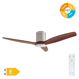 [300005018] Kasama 52' DC ceiling fan with remote control CCT 3 blades Wood effect White