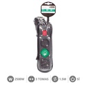 3 way socket Black with switch(3x1.0mm) 1,5M wire - 5pcs shrink