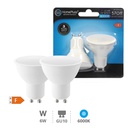 Pack 2 ampoules dichroïques LED 6W GU10 6000K - boîte prés. 10 u