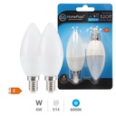 2 x pack C37 LED bulb 6W E14 6000K 10pcs/box