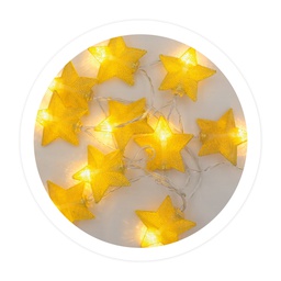 [204805001] 1,35m Golden LED stars 2xAA Warm White