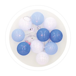 [204805019] Grinalda LED de bolas azuis de algodão 1,35 m Luz quente