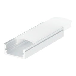 [204025014] Perfil aluminio traslúcido superficie 2M para tiras LED hasta 12mm Blanco