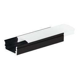[204025015] Perfil aluminio traslúcido superficie 2M para tiras LED hasta 12mm Negro