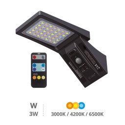 [200210017] Aplique solar LED Ganda com sensor de movimento e crepuscular 3 W 3000 - 4200 - 6000 K