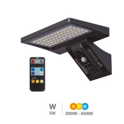 [200210018] Aplique solar LED Ganda con sensor movimiento y crepuscular 5W 3000 - 4200 - 6000K