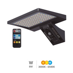 [200210019] Aplique solar LED Ganda con sensor movimiento y crepuscular 8W 3000 - 4200 - 6000K